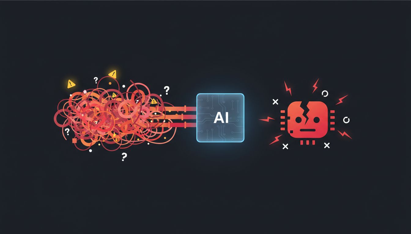 Diagram showing how poor internal data quality causes AI project failures