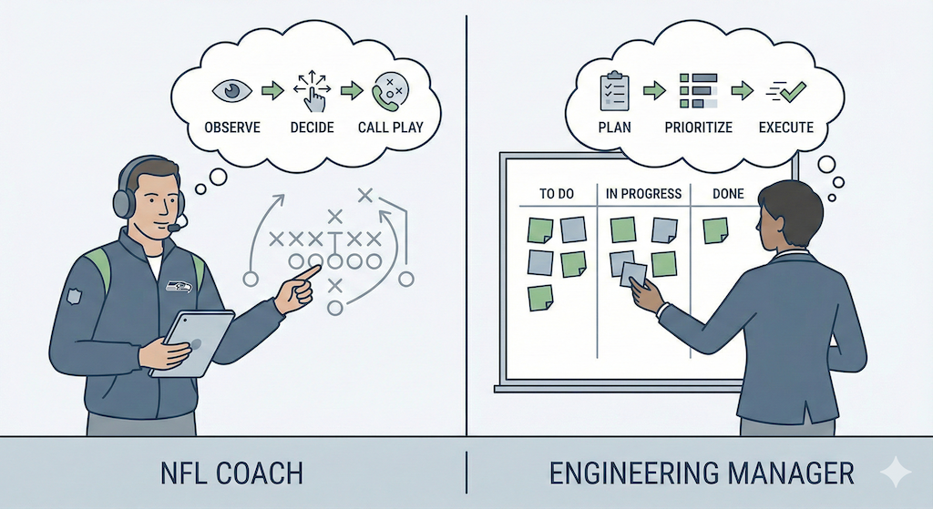 Cognitive load management comparison between NFL coaching and engineering leadership