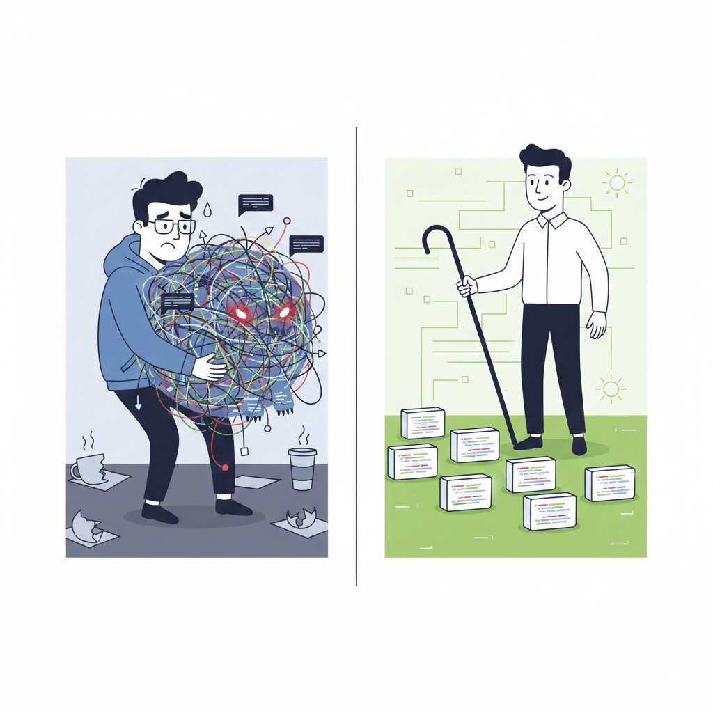 Sunk cost bias illustration showing cattle vs pets approach to software projects